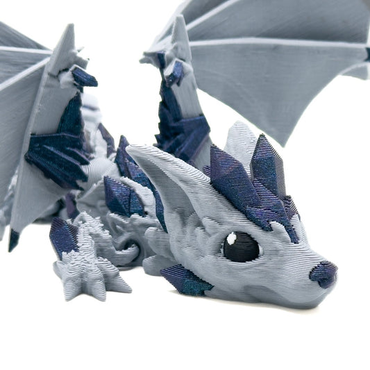 Baby Crystal Wolf Dragon Winged Closeup